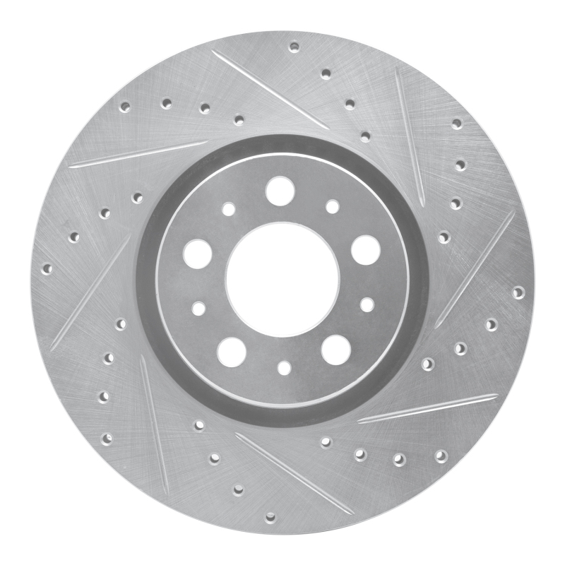 Volvo XC90 Brake Rotor (1) - Front Right - R1 Concepts - Drilled & Slotted - Silver - `03-`09
